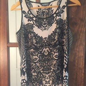 Ballerina pink and black floral pattern tank